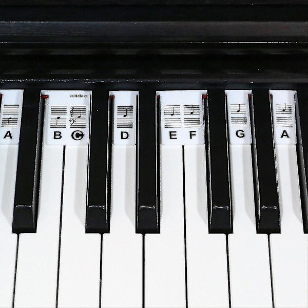 88 Taster Gjenbrukbare Pianotastatur Noter Etiketter Pianonotat Veiledning Klistremerker - WELLNGS Black and White