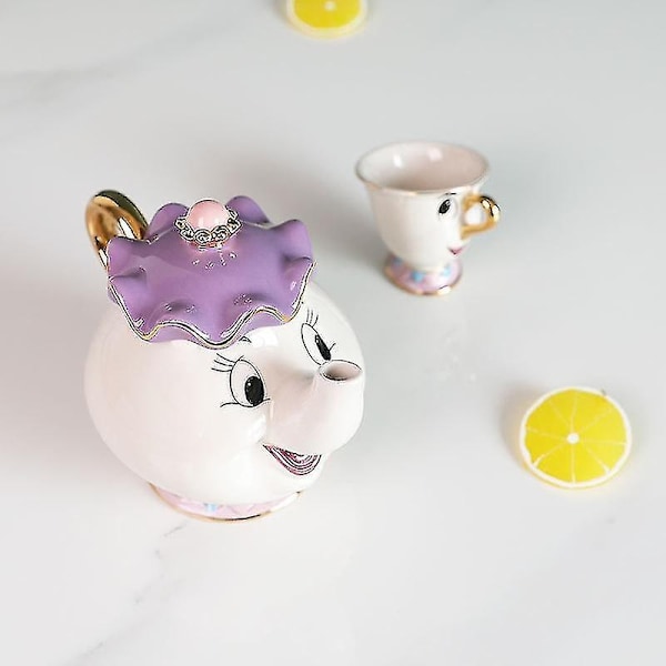 Ny Skjønnheten og Udyret Mrs. Potts Chip Tekanne Kopp Sett Tekanne Krus Nydelig Julegave-WELLNGS Off white Sugar Bowl