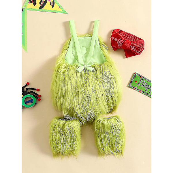 Vauva, joka varasti joulun asun vauvanpojat Tytöt Xmas Vihreä Karvainen Monster Puku Vaatteet Set-WELLNGS Style 6 12-18 Months