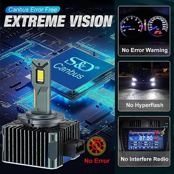 90000LM D3S LED D1S D2S D4S D5S D8S LED 140W Frontlys HID D1R D2R D3R D4R D5R D8R Pære Canbus Bil Lys Automatisk 6000K 12V 24V - WELLNGS 140W  90000LM D2R