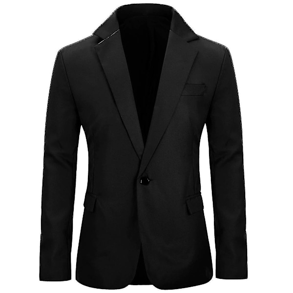 Herresæt Jakke Slim Fit Business Casual Blazer-WELLNGS Black 5XL