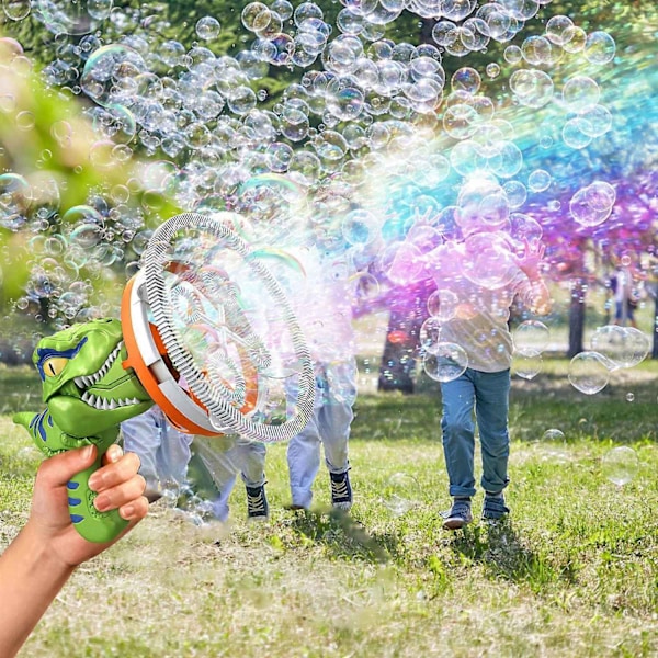 Boble Dinosaur Boblemaskine Blæser Elektrisk Vindmølle Børns Sommer Strand Boder Legetøj-WELLNGS Green