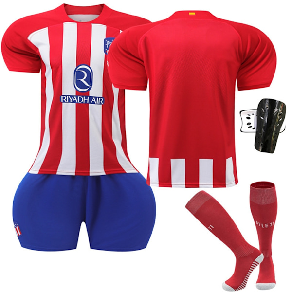 2324 Atletico Madrid Hjemmetrøye Voksen Barn Kort Erme Fotballtrøye - Sett - Nr. 19 Morata Sportswear - Nr. 7 + Sokker-WELLNESS 26(140-150cm)