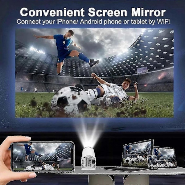 5G 4K Projektor Smart HD LED WiFi Bluetooth HDMI USB Android Koti- ja Toimistoteatteri - WELLNGS