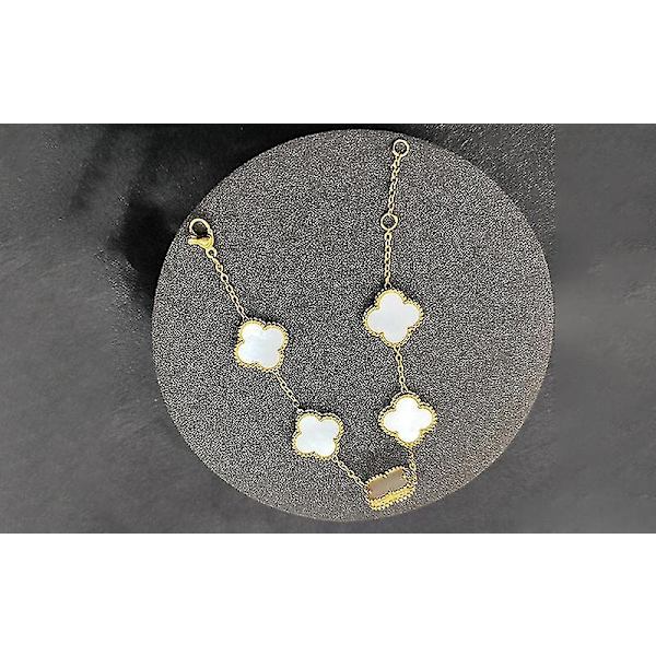 Kvindernes Lucky Clover Reversible Armbånd 18k Kæde Simple Fashion Non-fading Personlig Armbånd-WELLNGS white