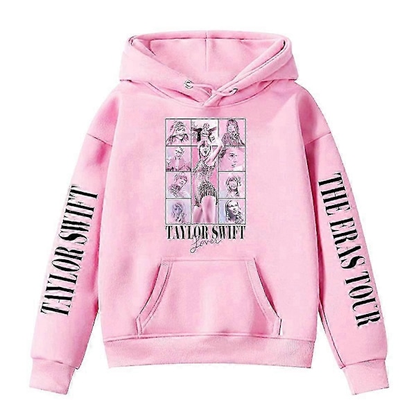 Taylor Swift Hooded Sweatshirt til Piger 6-13 År - Casual Langærmet Løstsiddende Trøje - WELLNGS Pink 12-13Years