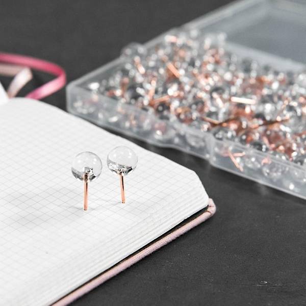 100 stk. Guld Push Pins Thumbtacks Transparent Plast Rund Hoved Kort Tacks til Ophængning af Billeder Post-WELLNGS