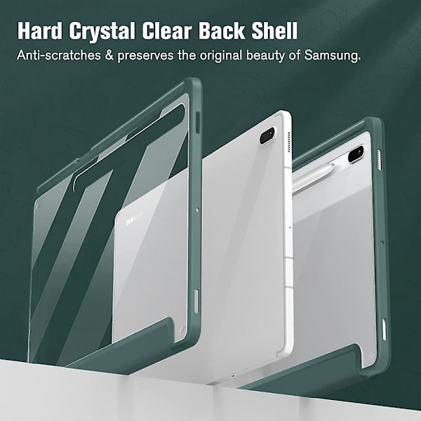 Kompatibel med Samsung Galaxy Tab S7 Fe/s7 + Plus 12.4''2021 (sm-t730/sm-t736) Nettbrett Klf, Tab S7 Fe, Tynn og Gjennomsiktig for Automatisk Vekking/Sov - WELLNGS