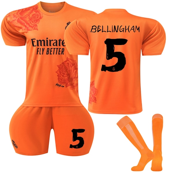 24-25 Bellingham 5 Real Madrid Orange Nya Fodboldtrøjer Træningsuniformer Til Børn & Voksne-WELLNGS Kids 16(90-100cm)