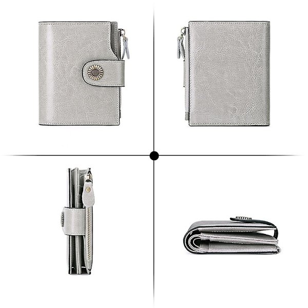 SENDEFN 5206 RFID-blockerande plånbok i läder med flera kortfack - WELLNGS Light grey
