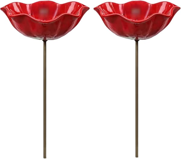 Fuglebadekar i metal med blomsterdesign, håndlavede spurvebadekar til haven, robuste fuglebadekar og insektfoderautomater 2pcs 2pcs
