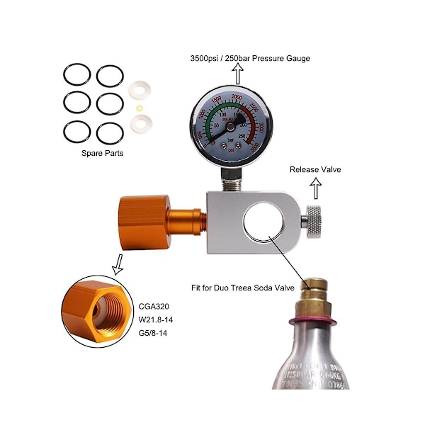 CO2-påfyllingsadapter for Cga320 CO2-tank  Påfyllingshurtigadapter for Duo/terra/art  Maskin-WELLNGS