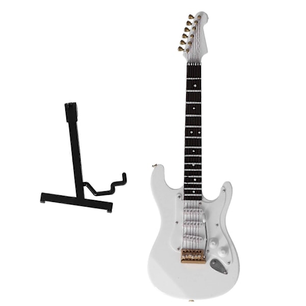 Mini Elektrisk Basgitarr Modell med Ställ för Dockskåpsdekor och Gåva-WELLNGS