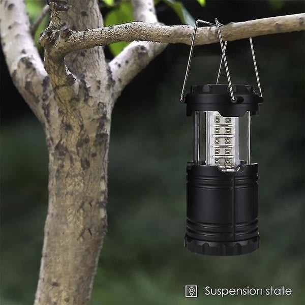 30LED tältljus Vattentätt campingljus Power Bärbar lykta arbetsljus ficklampa (svart)-WELLNGS