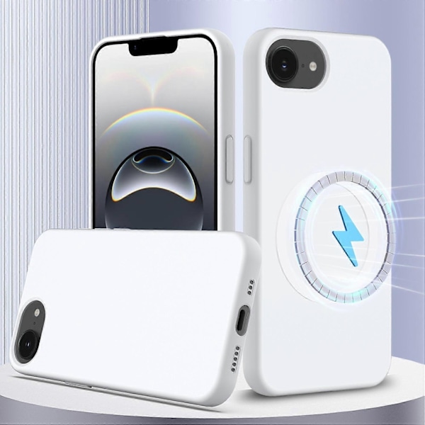 för iPhone 16e Skal Kompatibelt med MagSafe Anti-Drop Flytande Silikon Telefonskydd - Vit-WELLNGS White