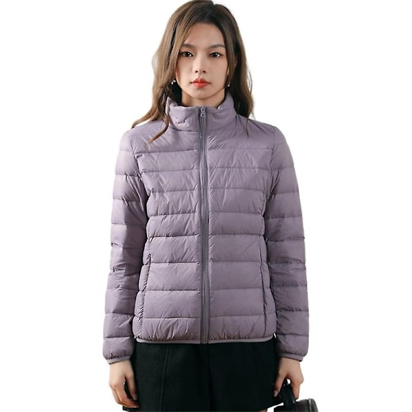 Women's Ultra Light Weight Short Down Jacket-WELLNGS PURPLE 4XL