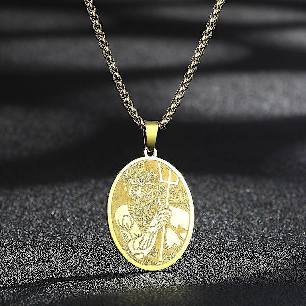 Pyhän Yrjänän riipuskaulakoru miehille ja naisille, soturi Pyhä Yrjänä ja lohikäärme Totem-riipus, kaulakoru, amuletti, koru - WELLNGS Poseidon-G