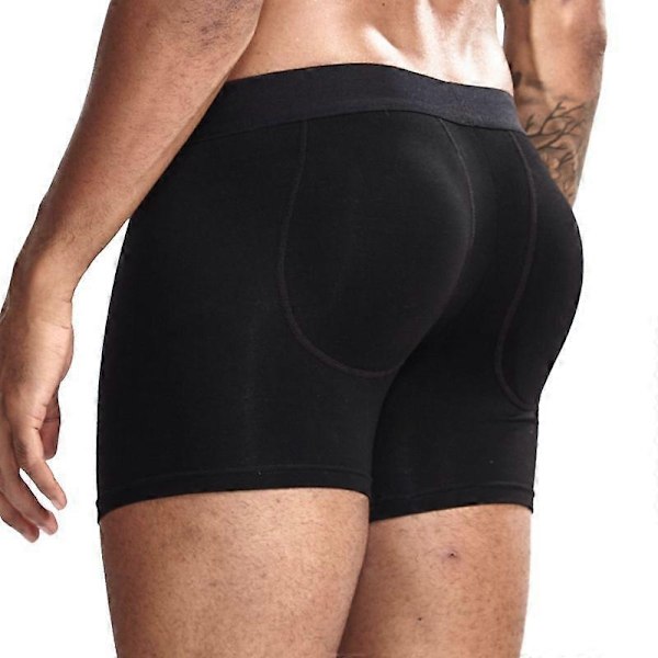 Mænds Butt Lifting Briefs - Butt Lifting Boxer Briefs med Aftagelige Polstrede Kopper - WELLNGS black XL