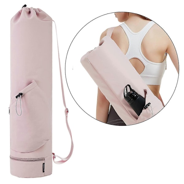 Yoga Matta Väska Axelväska Dragkedja Fitnesspåse Tränings Yoga Matta Hållare Bärväska för Träning Träningspass Gym Vuxna-WELLNGS Pink
