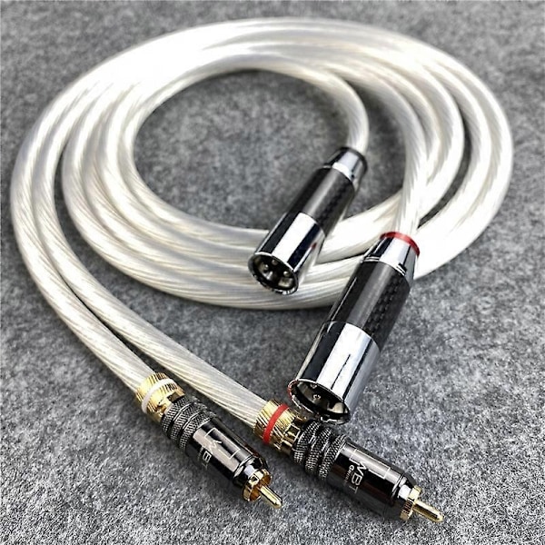 Högkvalitativ Hifi-ljudkabel 5n Occ Kristallsilver Rca till Xlr Hane och Hona Kabel Kolfiberkontakt - WELLNGS Rca to xlr male 3m