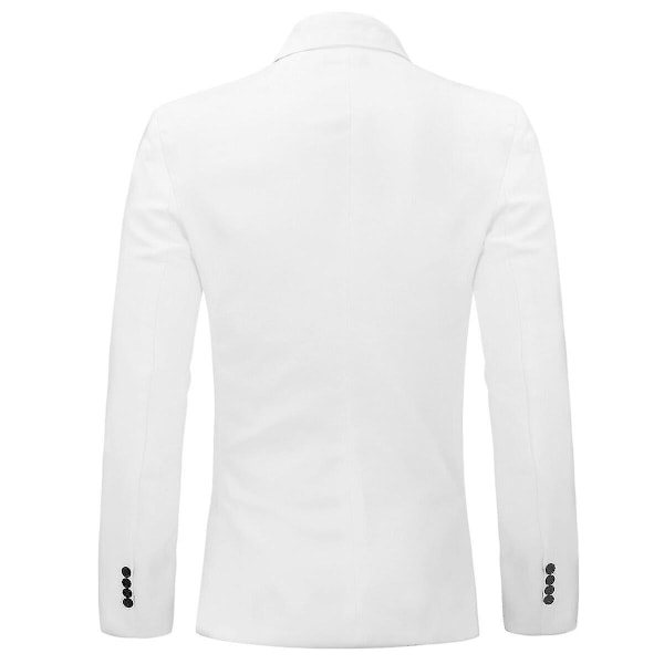 Allthemen Herre Ensfarvet Slim Fit Business Casual Blazer-WELLNGS White 3XL