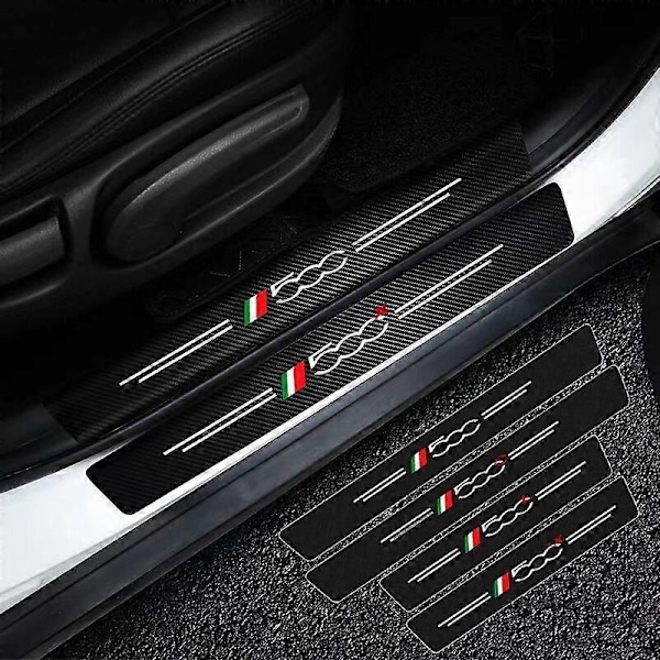 5 st Bil Dörrtröskel Slitskydd Kompatibel med Fiat 500 500C 2012 500X 500L Abarth 695 Kolfiber Bil Dörr Sill Dekal Tillbehör-WELLNGS 5Pcs For 500x
