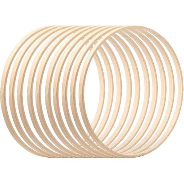 10/12 stk. bambus blomsterkrans, træ krans ring makram krans ringe, drømmefanger håndværk krans ringe til DIY bryllup krans-WELLNGS 12pcs 10cm
