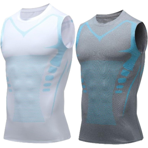 Ionic Shaping Vest, Version Ionic Shaping Sleeveless Shirt, 2024 Ny Shapewear Vest-WELLNGS White gray 4X-Large