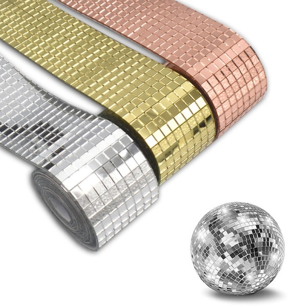 Disco Ball DIY Glas Spegel Stickers Väggdekaler Självhäftande Silver-WELLNGS Silver 4*100cm