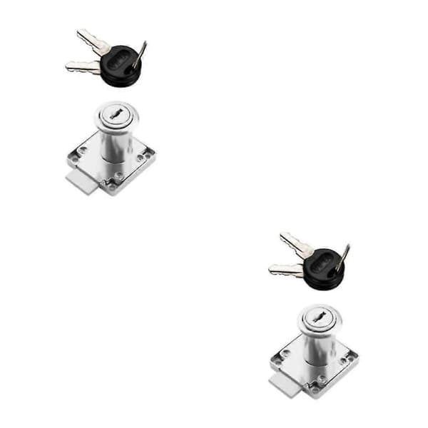 1/2/3 Skrivebordsskuff Låsbart Skap Sikkerhetslås - WELLNGS Silver 32mm 2Set
