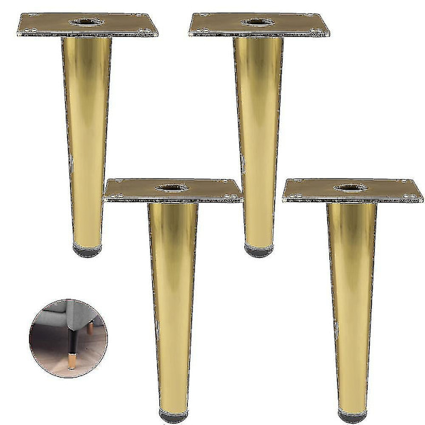 Nytt set med 4 möbelben 2023 Raka sofaben Bordben Skåpben Metall Sängben Guld-WELLNGS Gold 10cm