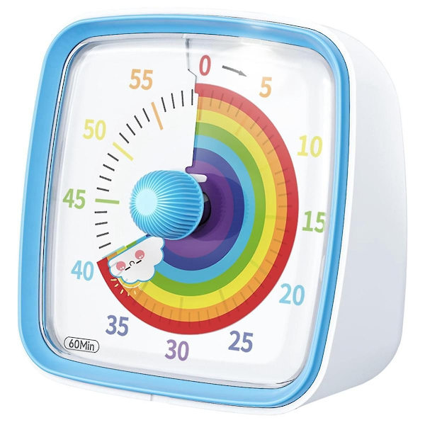 60-minutters visuel timer med nattelys, nedtællingstimer, Pomodoro-timer med regnbue mønster til Ki-WELLNGS