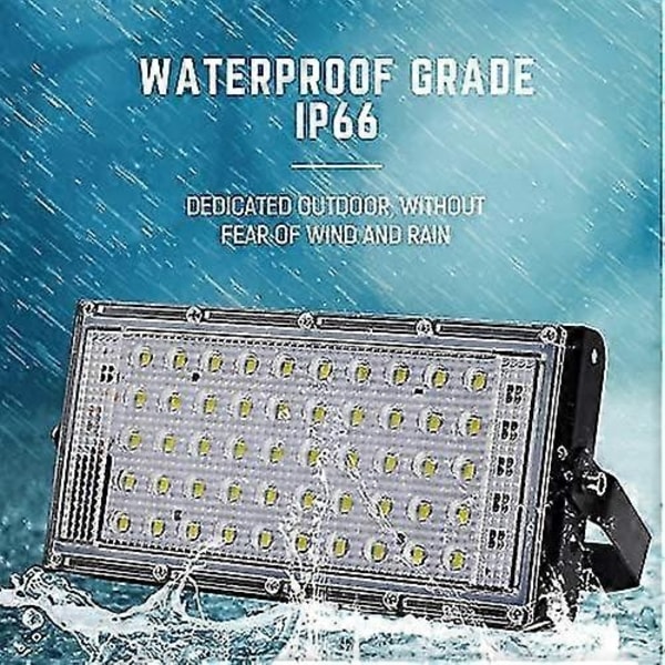 Ulkovalaistus LED-valokeila, erittäin kirkas IP66 vedenkestävä, puutarhaan, autotalliin, urheilukentälle (50W) - WELLNGS
