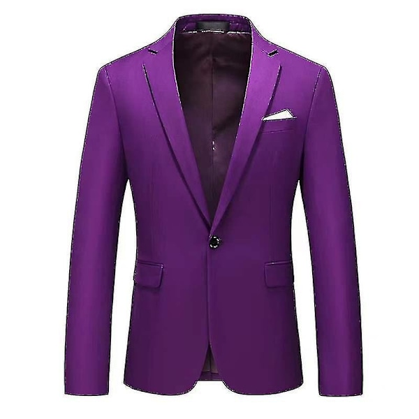 Miesten muodikkaat bleiserit, business casual slim fit -puku - WELLNGS Purple L