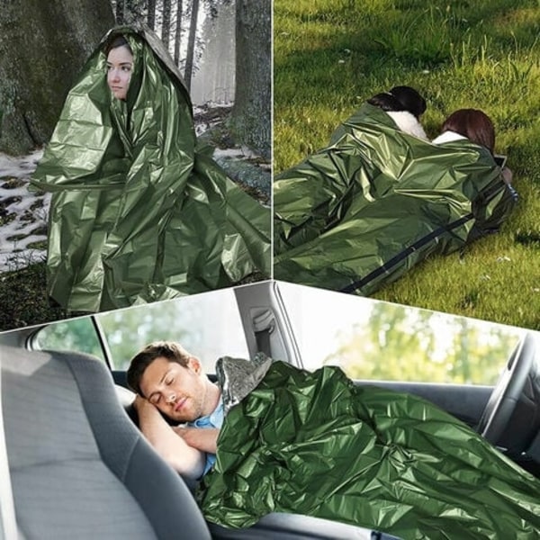 Nødsituasjons sovepose med paracord, ultralett vanntett termisk overlevelses nødblanket for camping, backpacking,-WELLNGS