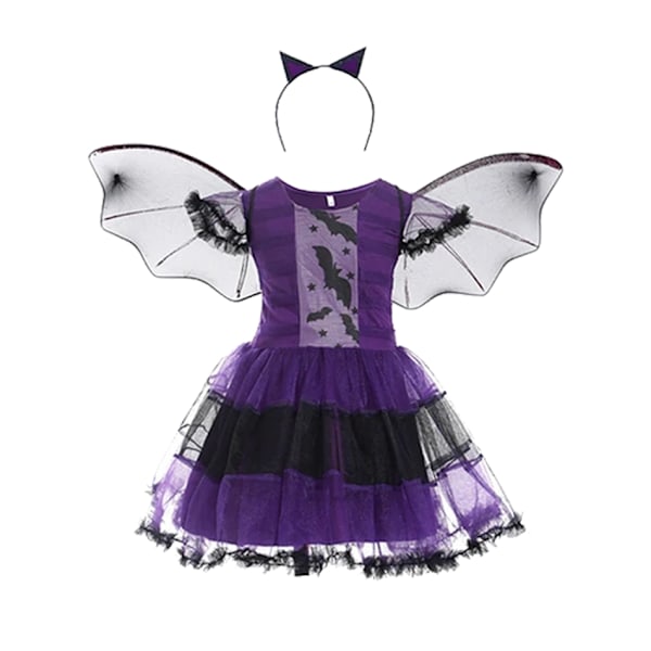 2024 Halloweenin Hämähäkinmorsian Tyttöjen Pitkä Mekko Tulle Lasten Zombie Hämähäkki Cosplay Puku Purim Karnevaali Juhlamekkosetti I-WELLNGS Set I 2-3T