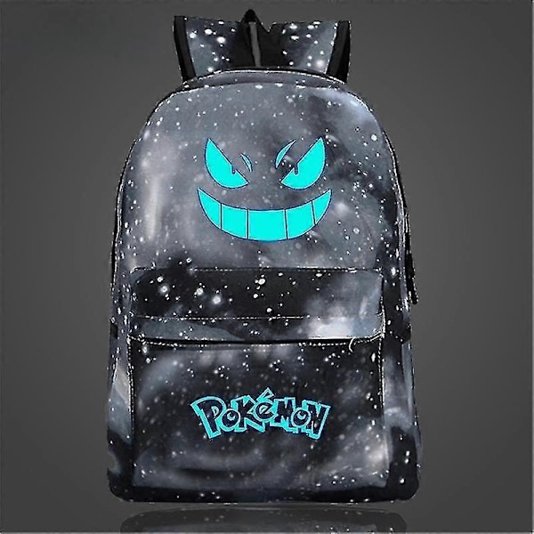 Ny Pokémon Ryggsäck Självlysande Skolväska för Pojkar Flickor Studenter Resväska Vattentät Slitstark Mochilas-WELLNGS Starry sky grey