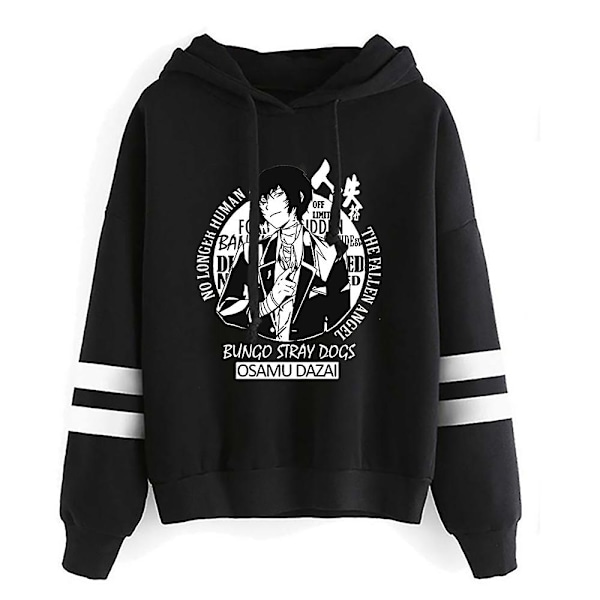 Anime-huppari Bungo Stray Dogs -paidat miehille ja naisille, pariskunnalle, ylisuuri huppari, hip hop -huppari, Harajuku-katumuoti - WELLNGS black 12 XXXL