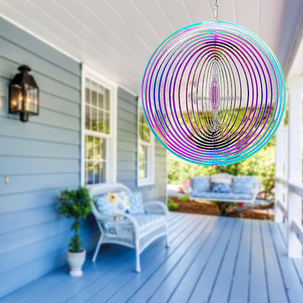 Tuulimyllyt pihalle ja puutarhaan, 3d riippuvat tuulimyllyveistokset kineettiset, metallipihan puutarhataide ulkokoristeet, kodin ulkokoriste Cra Colorful