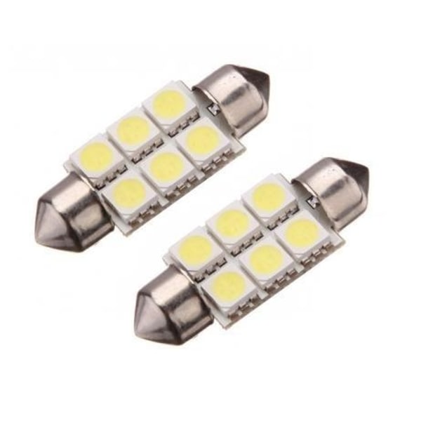 LED-upotettu valaisin, kanta C5W, 6-LED, 36mm, (2-pakkaus) - WELLNGS