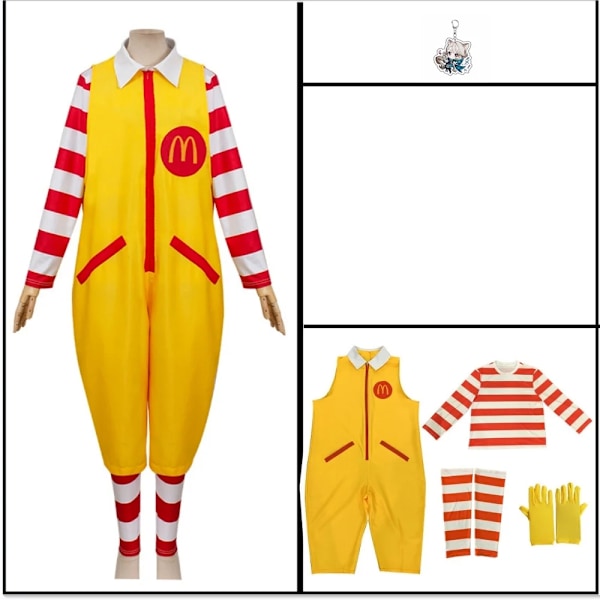 McDonald's cosplay-asu Ronald naamio pellehahmo aikuisten Halloween-juhliin hauska asu näyttämöasu peruukki 140-WELLNGS 140 A1