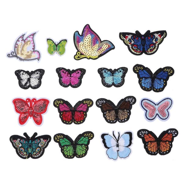 Påsy sommerfugl patch polyester moderigtige pynt til tøj tilbehør håndværk projekter 6,3x7cm 16 stk-WELLNGS