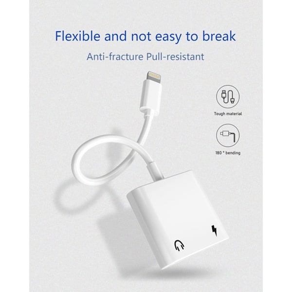 [2 i 1] Hodetelefonadapter for iPhone 11, Apple Lightning til 3,5 mm Jack Auxiliary Audio Adapter Hodetelefontilbehør til bil - WELLNGS 0 0