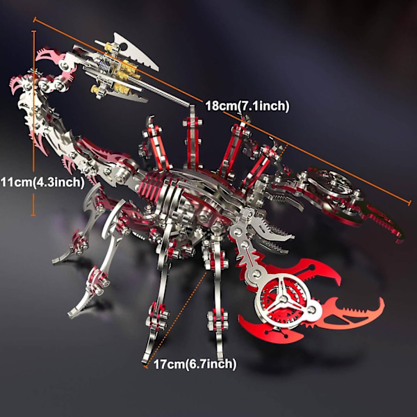 Scorpion 3D-metallpuslespill for voksne, figurmodellbyggesett 3D-puslespill, 454 deler (ikke montert) - WELLNGS green