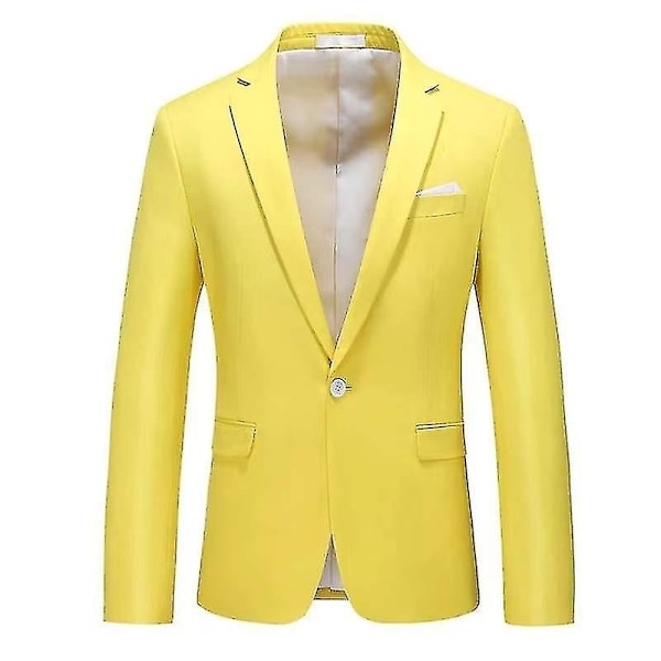 Moderne herreblazer til forretning og fritid - Slim fit jakkesæt - WELLNGS lemon yellow L