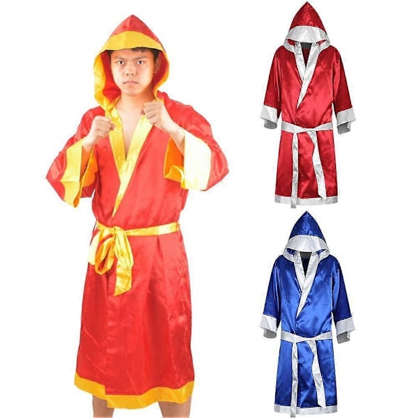 Mænd Boksekappe MMA Boksekamp Muay Thai Mænd Hætte Langærmet Kappe Robe Uniform Kostume - WELLNGS Red L