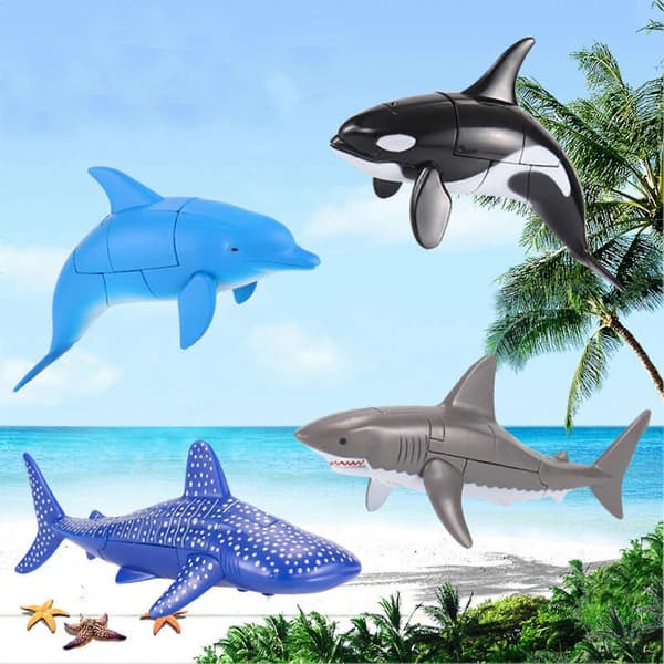 Havdyr Transformations Robot legetøj Delfin/Haj Deformation Robot Figurer til Børn Julefødselsdagsgaver-WELLNGS B