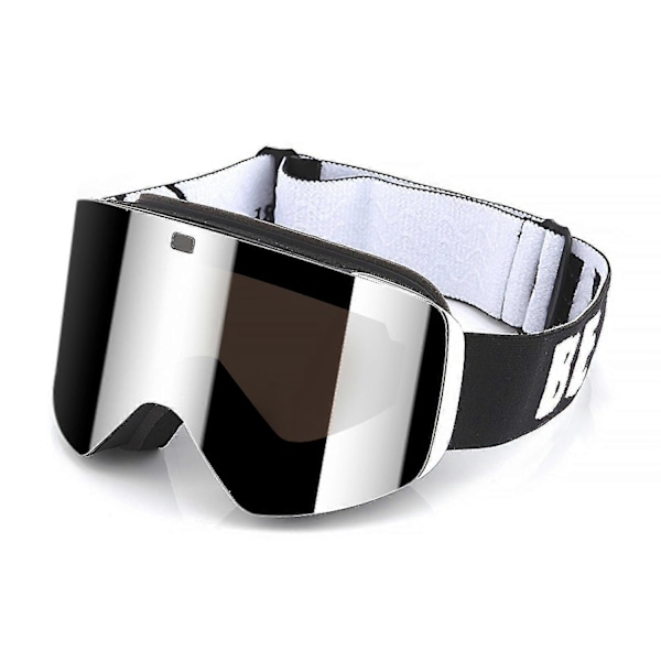 Cylindriske dobbeltlags skibriller, komfortable vindafvisende snebriller, velegnet til skiløb og snescooter - WELLNGS Black Silver lens