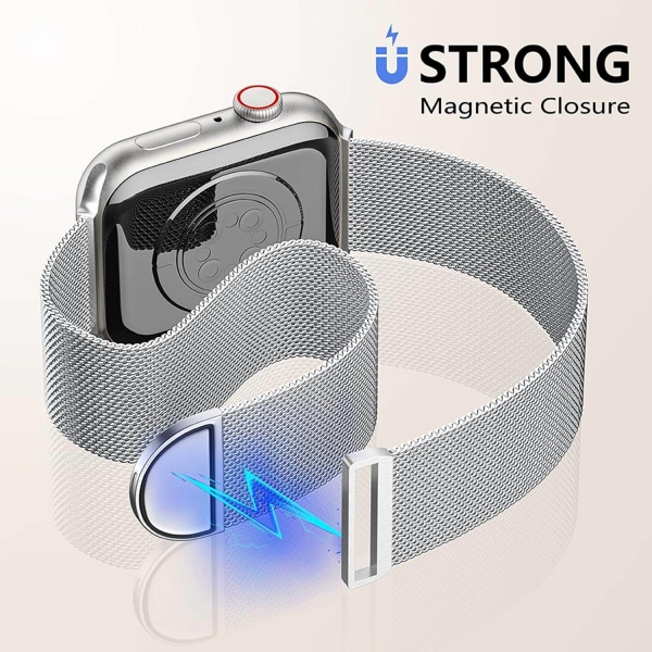 Metallband kompatibelt med Apple Watch -band 40 mm 38 mm 41 mm Silver-WELLNGS Silver 38/40/41mm