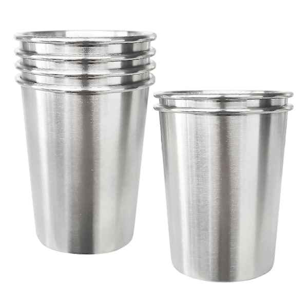 6-pak 23 cl Børnekrus i rustfrit stål, børne-pintkrus, stabelbare holdbare metalkrus, brudsikre drikkeglas, bedste gave - WELLNGS